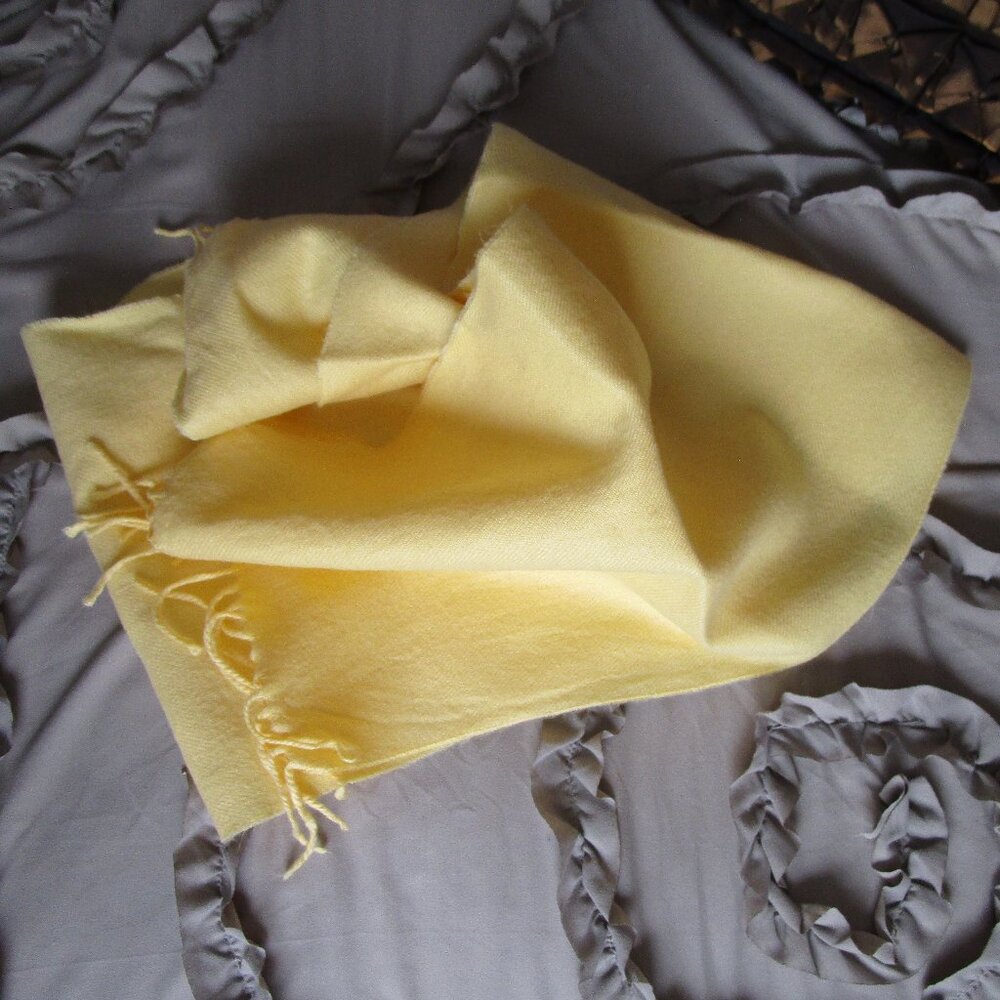 Solid Yellow Wool Scarf - image 4
